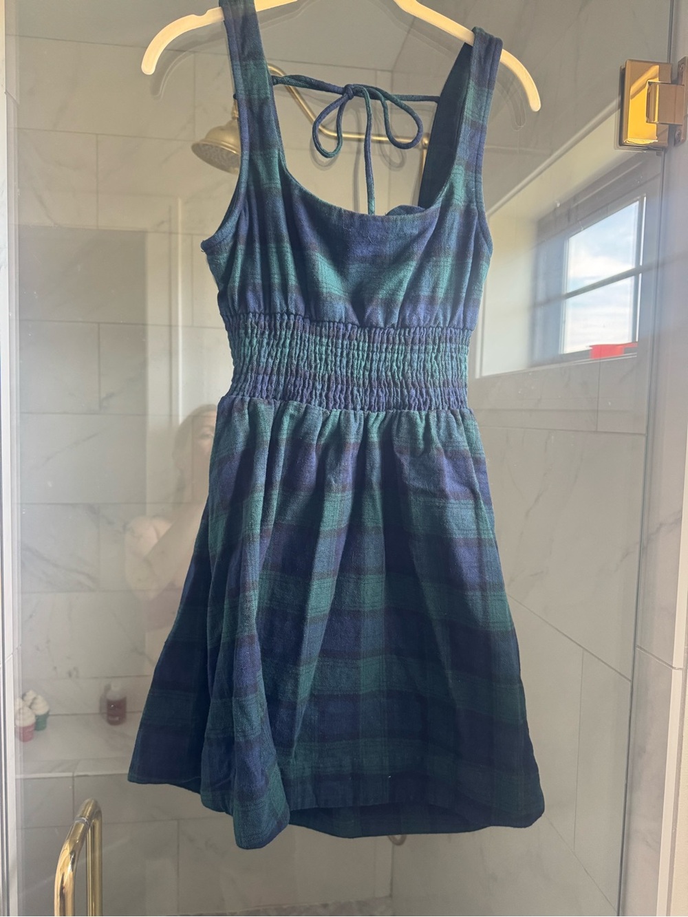 Hill House Plaid Tartan Blackwatch Tank Mini Dress - Blue & Green